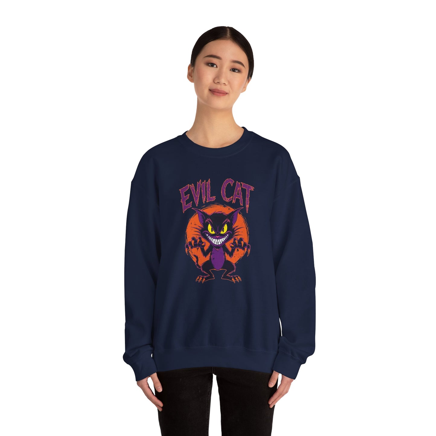 Evil Cat Unisex Sweatshirt, Funny Cat Lover Gift, Gotham City Theme, Graphic Pullover,Jumper