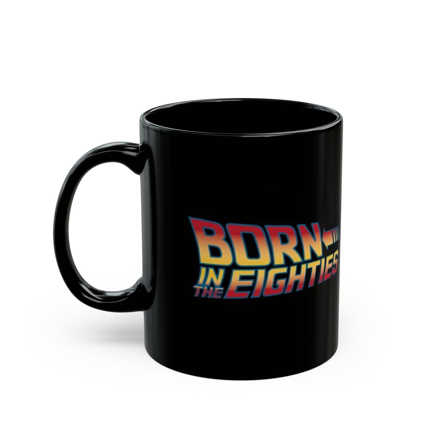'Born in the Eighties' Black Coffee Mug - Retro Style 11oz & 15oz