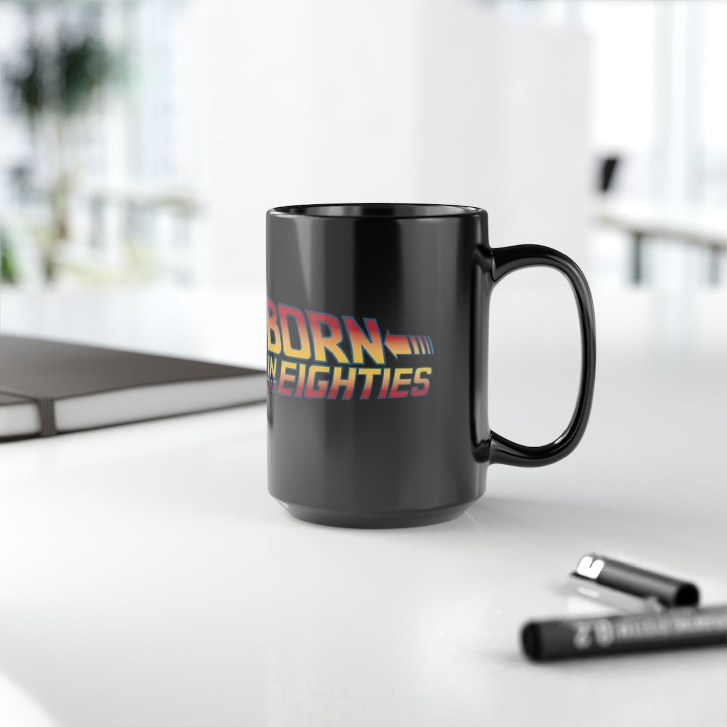 'Born in the Eighties' Black Coffee Mug - Retro Style 11oz & 15oz