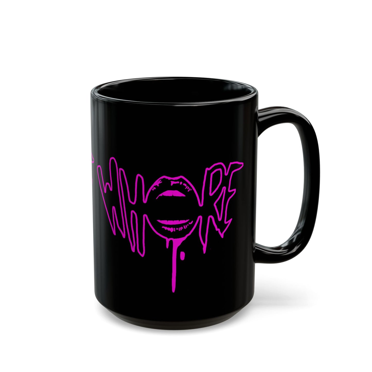 Edgy Black Mug with Pink Lip Design - Perfect for Coffee Lovers