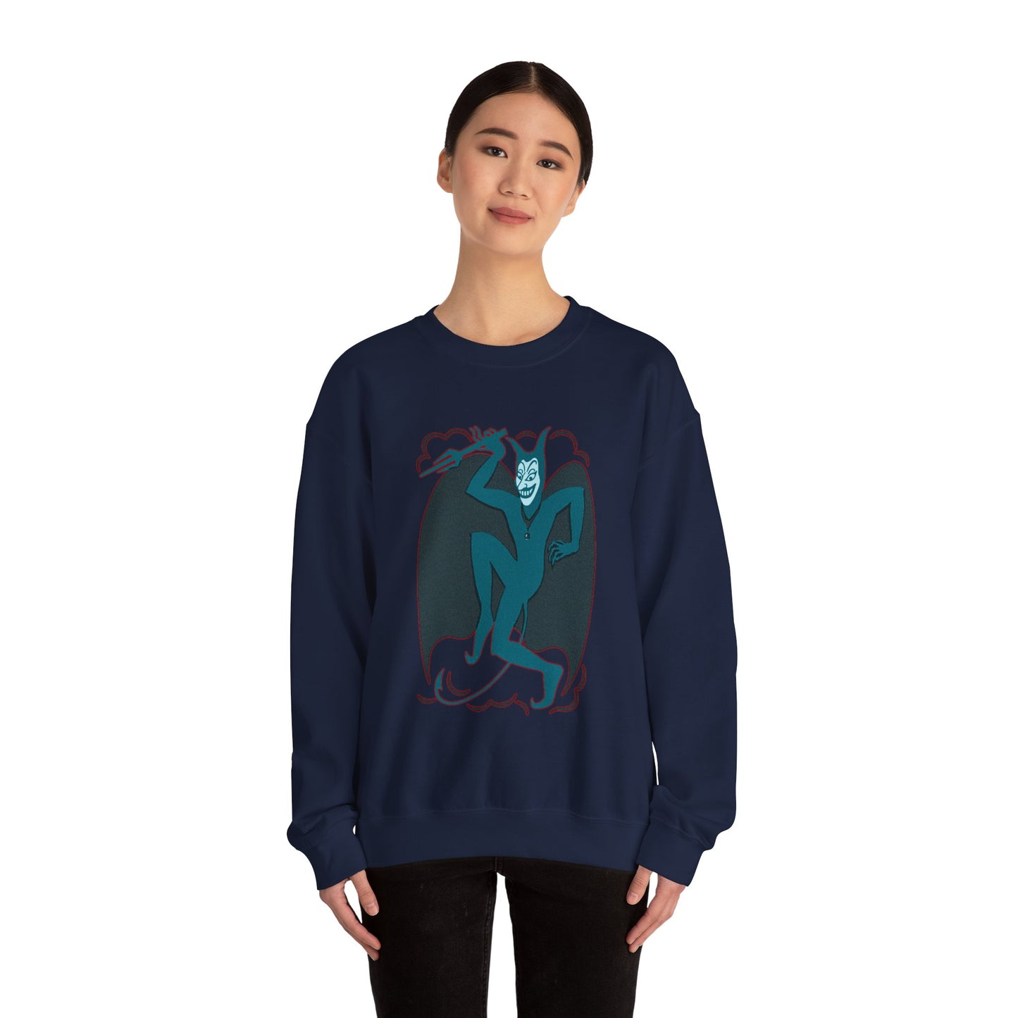 Vintage Devil Dancing Sweatshirt, Retro Demon Graphical Jumper, Devil Illustration Top, Gothic Devil Print Sweater, Demon Dance Pullover,