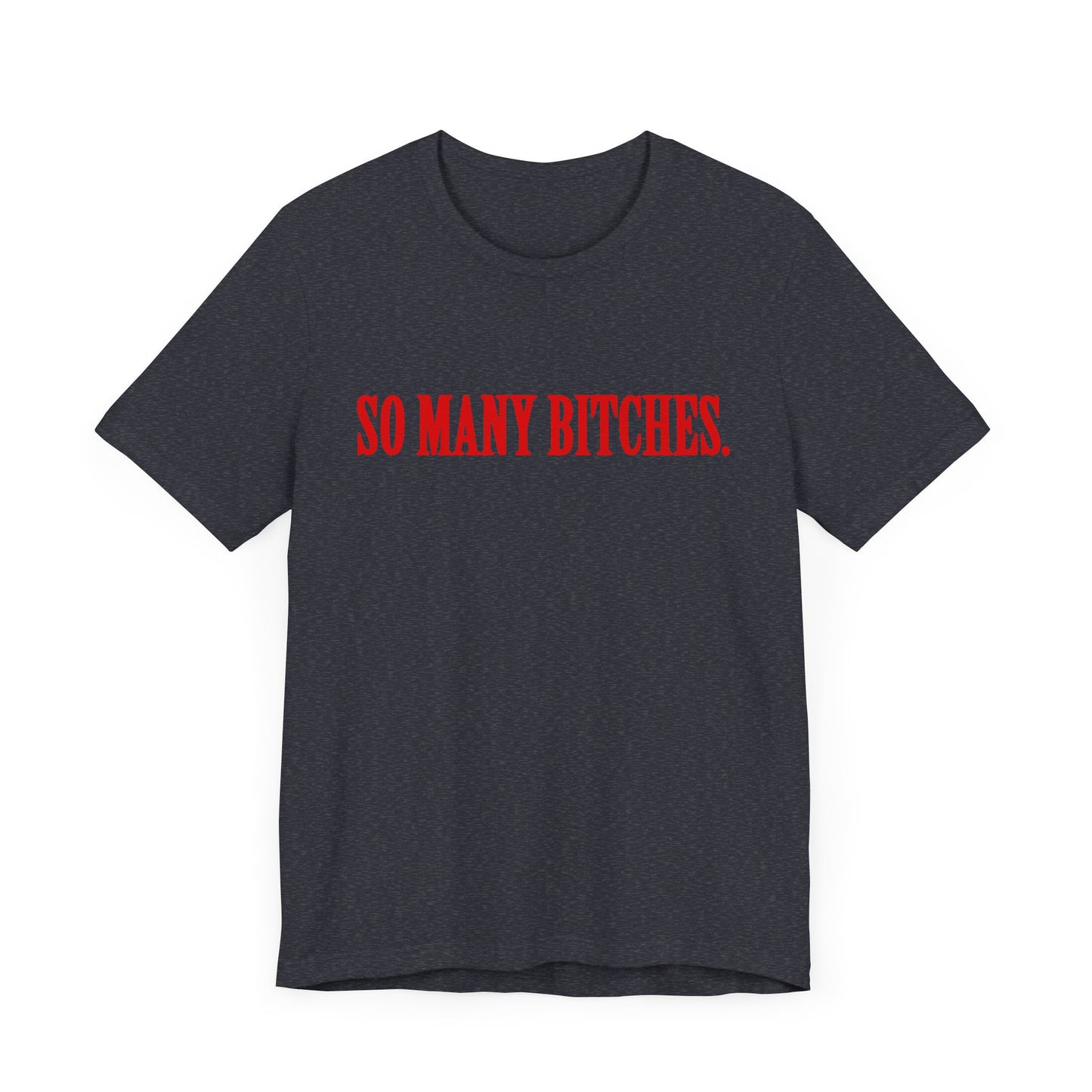 Funny Unisex Jersey Short Sleeve Tee - So Many Bitches Design