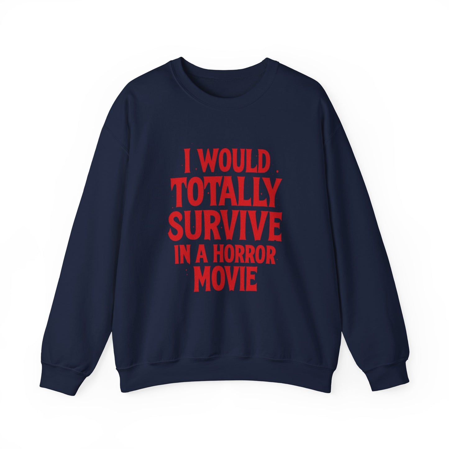 Horror Movie Survivor Sweatshirt, Halloween Crewneck Jumper, Scary Movie Fan Gift, Cozy Movie Night Top, Unisex Fleece Pullover, Horror Buff