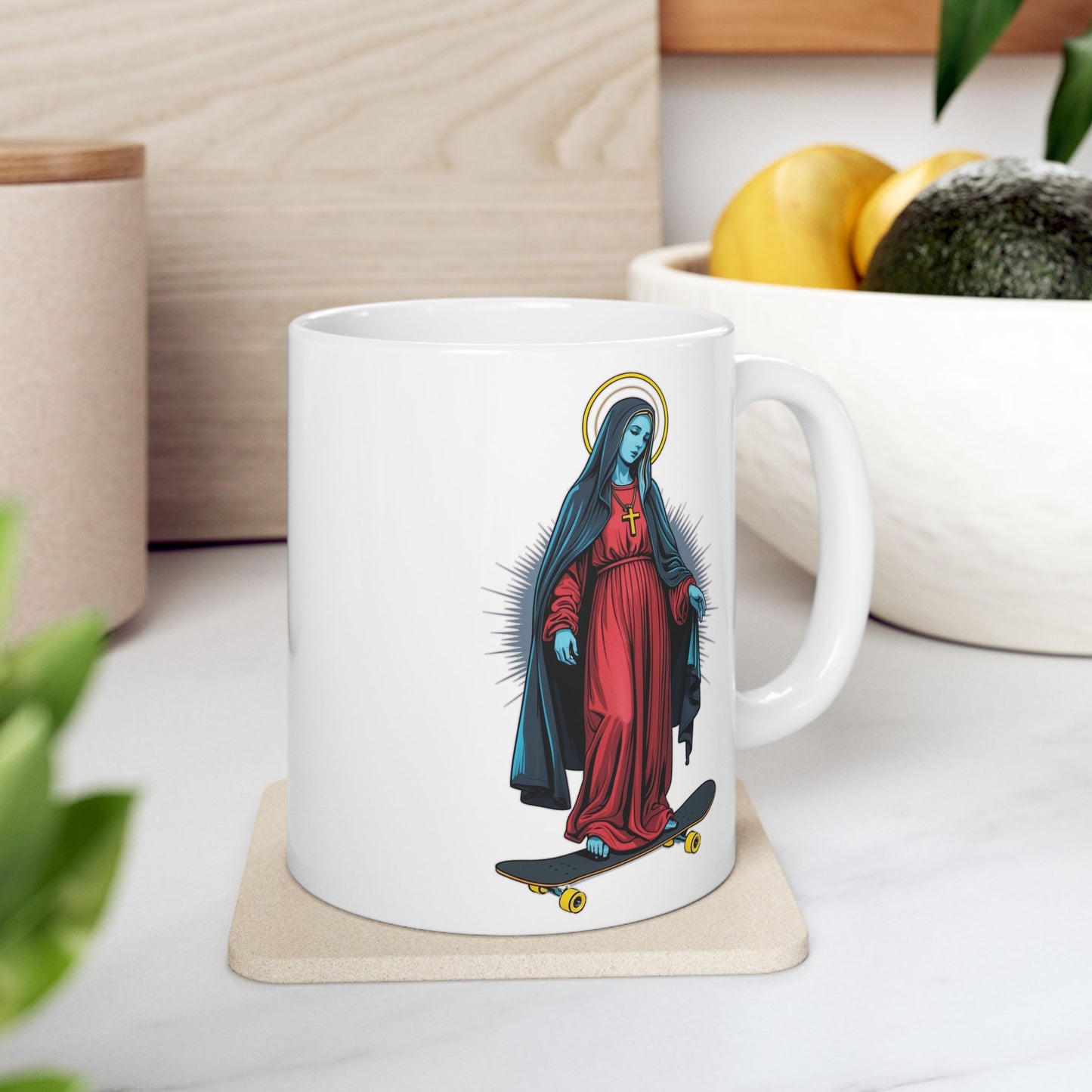 Cool Saint Skateboarder Ceramic Mug - Perfect for Coffee Lovers