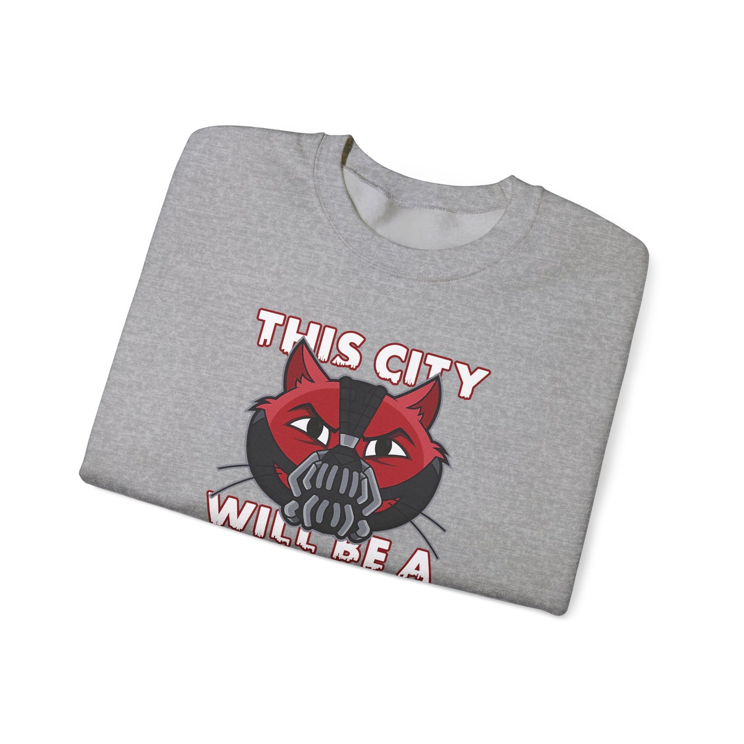 Bane Cat Unisex Sweatshirt, Funny Cat Lover Gift, Gotham City Theme, Graphic Pullover, Comic Book Villain Jumper