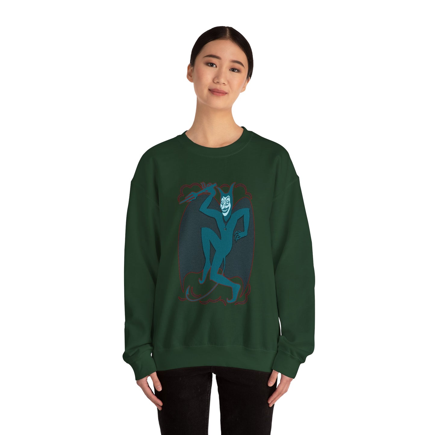 Vintage Devil Dancing Sweatshirt, Retro Demon Graphical Jumper, Devil Illustration Top, Gothic Devil Print Sweater, Demon Dance Pullover,