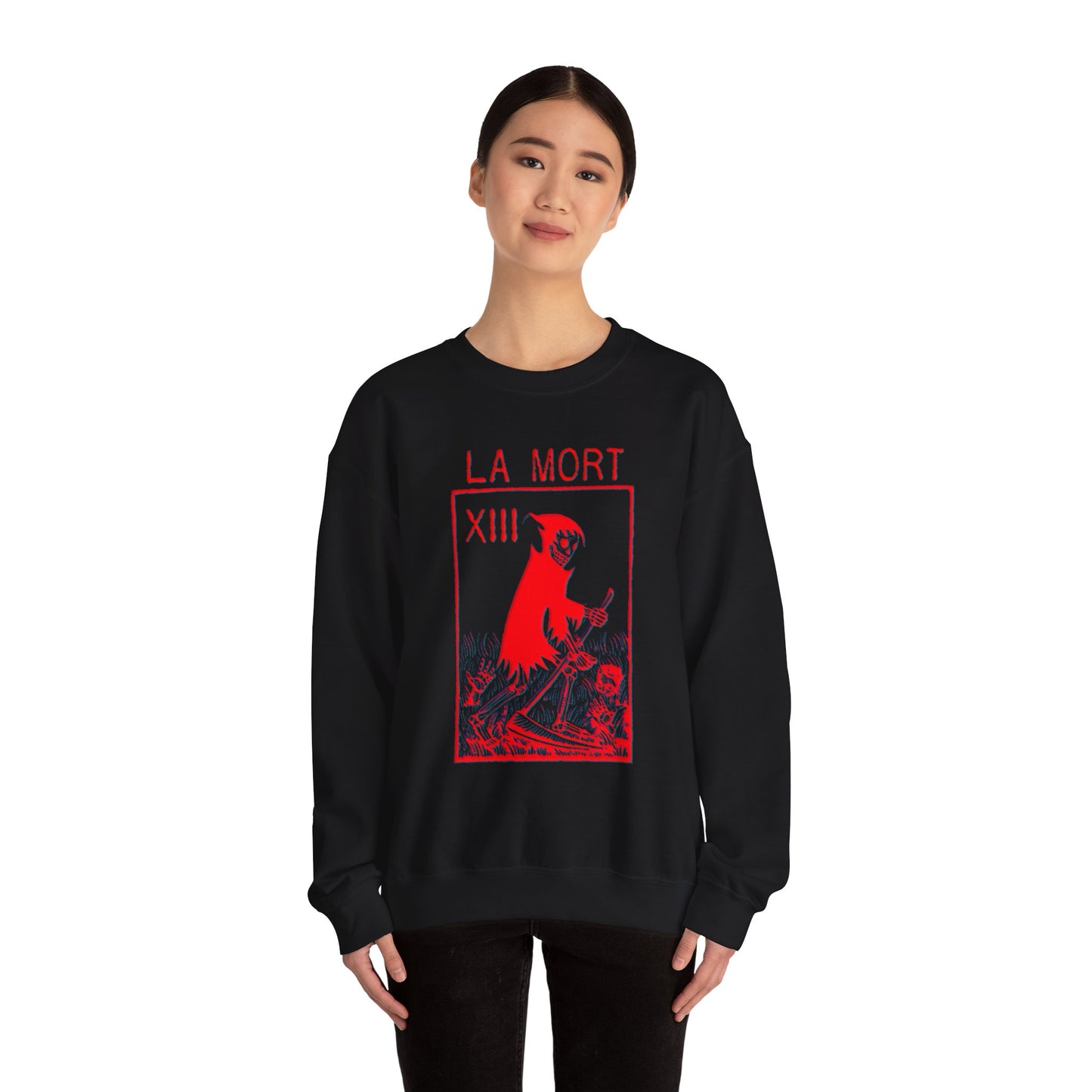 Tarot Card Unisex Sweatshirt, Gothic La Mort Design, Pullover Jumper, Occult Clothing, Dark Crewneck Top, Witchy Apparel
