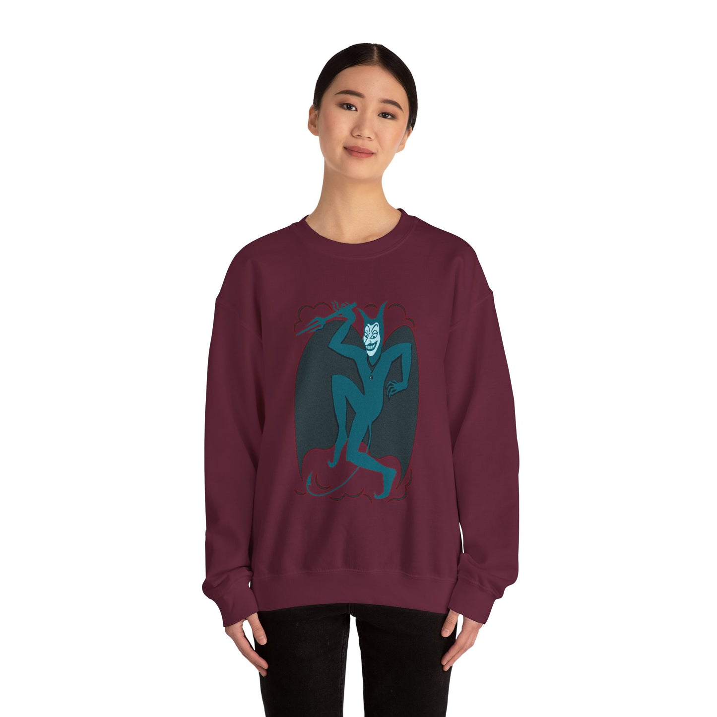 Vintage Devil Dancing Sweatshirt, Retro Demon Graphical Jumper, Devil Illustration Top, Gothic Devil Print Sweater, Demon Dance Pullover,