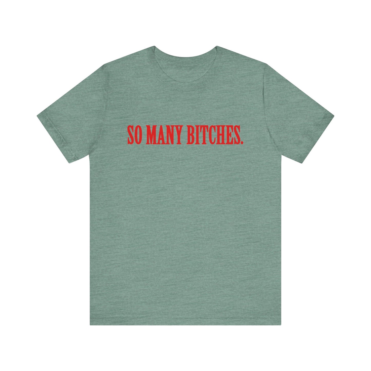Funny Unisex Jersey Short Sleeve Tee - So Many Bitches Design
