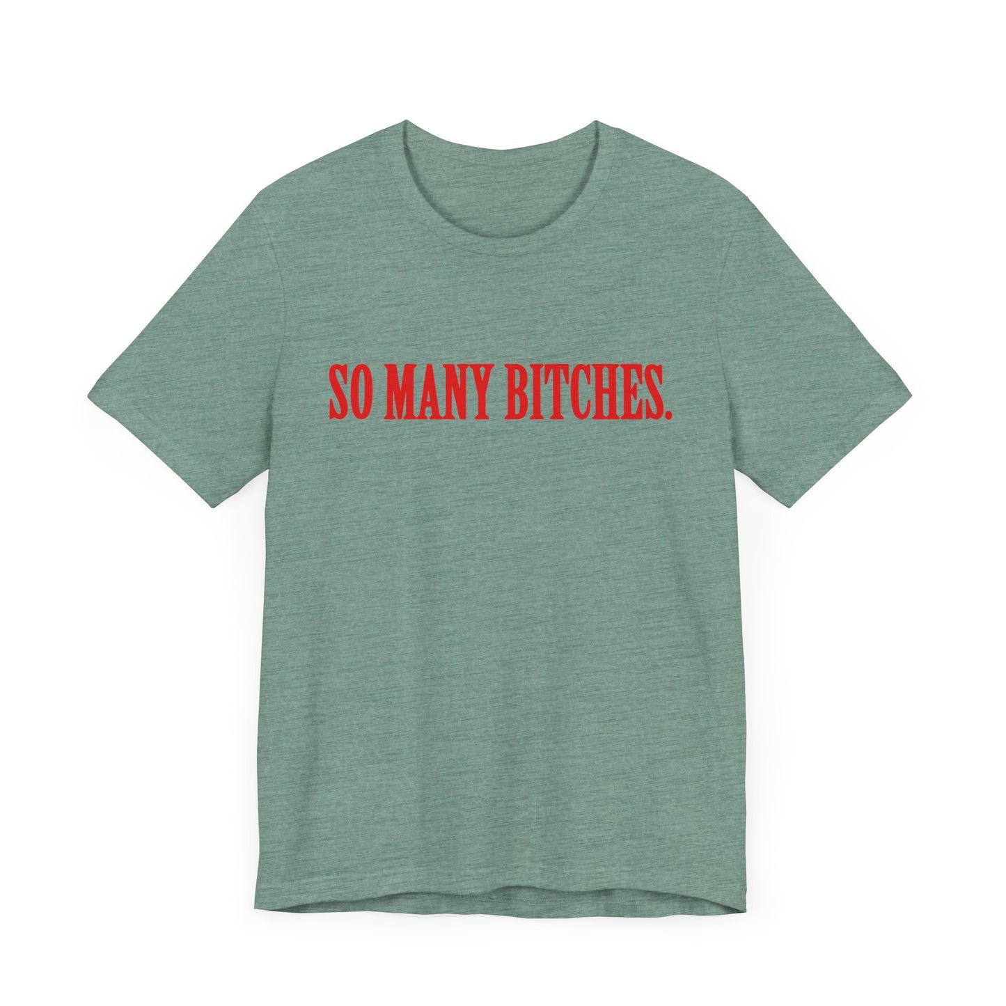 Funny Unisex Jersey Short Sleeve Tee - So Many Bitches Design