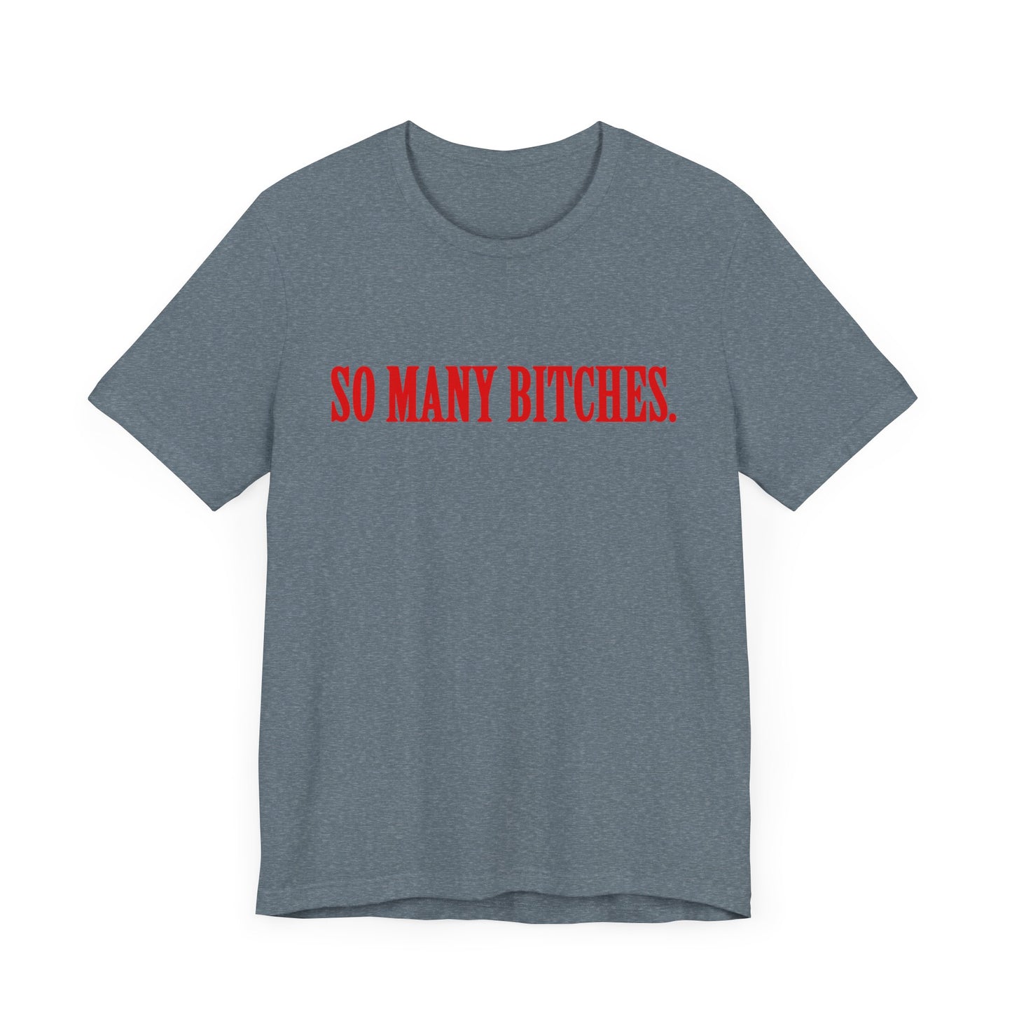 Funny Unisex Jersey Short Sleeve Tee - So Many Bitches Design