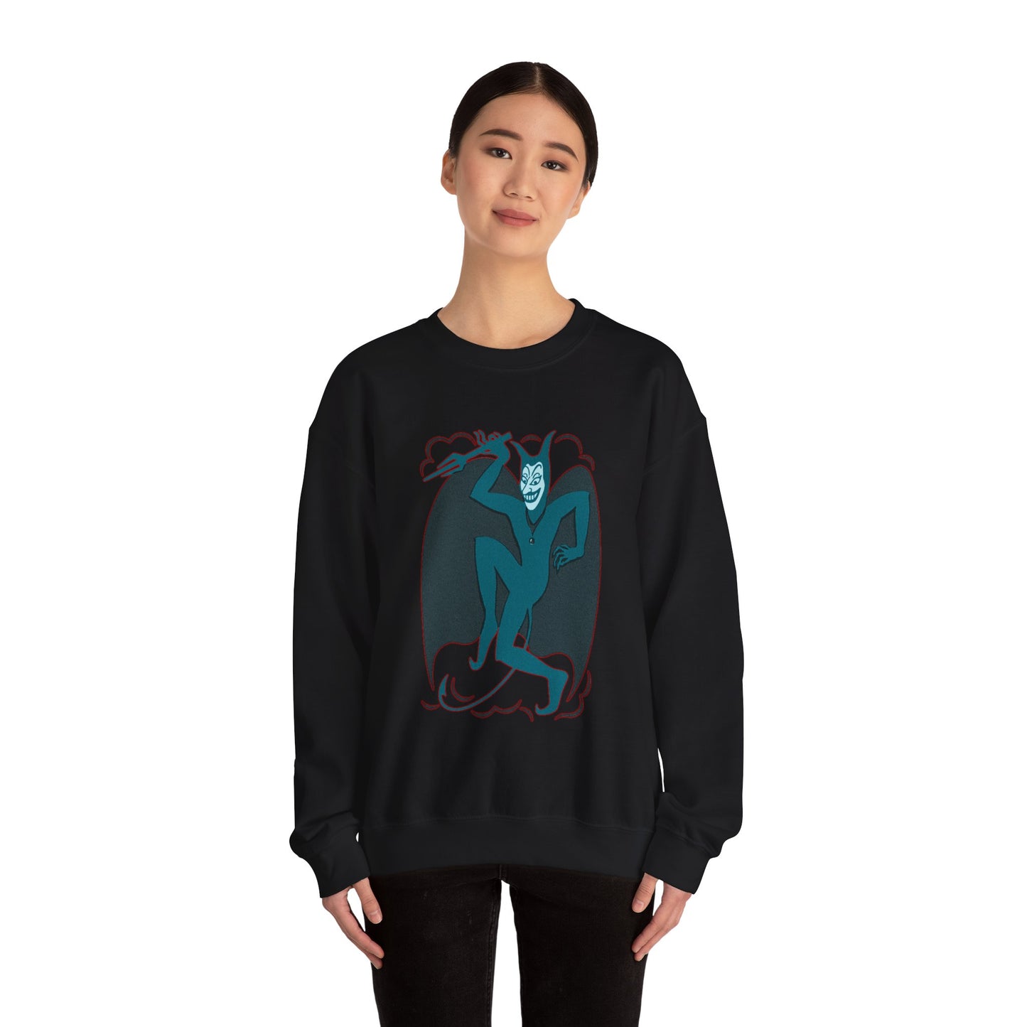 Vintage Devil Dancing Sweatshirt, Retro Demon Graphical Jumper, Devil Illustration Top, Gothic Devil Print Sweater, Demon Dance Pullover,