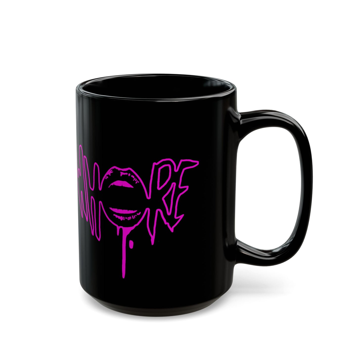 Edgy Black Mug with Pink Lip Design - Perfect for Coffee Lovers