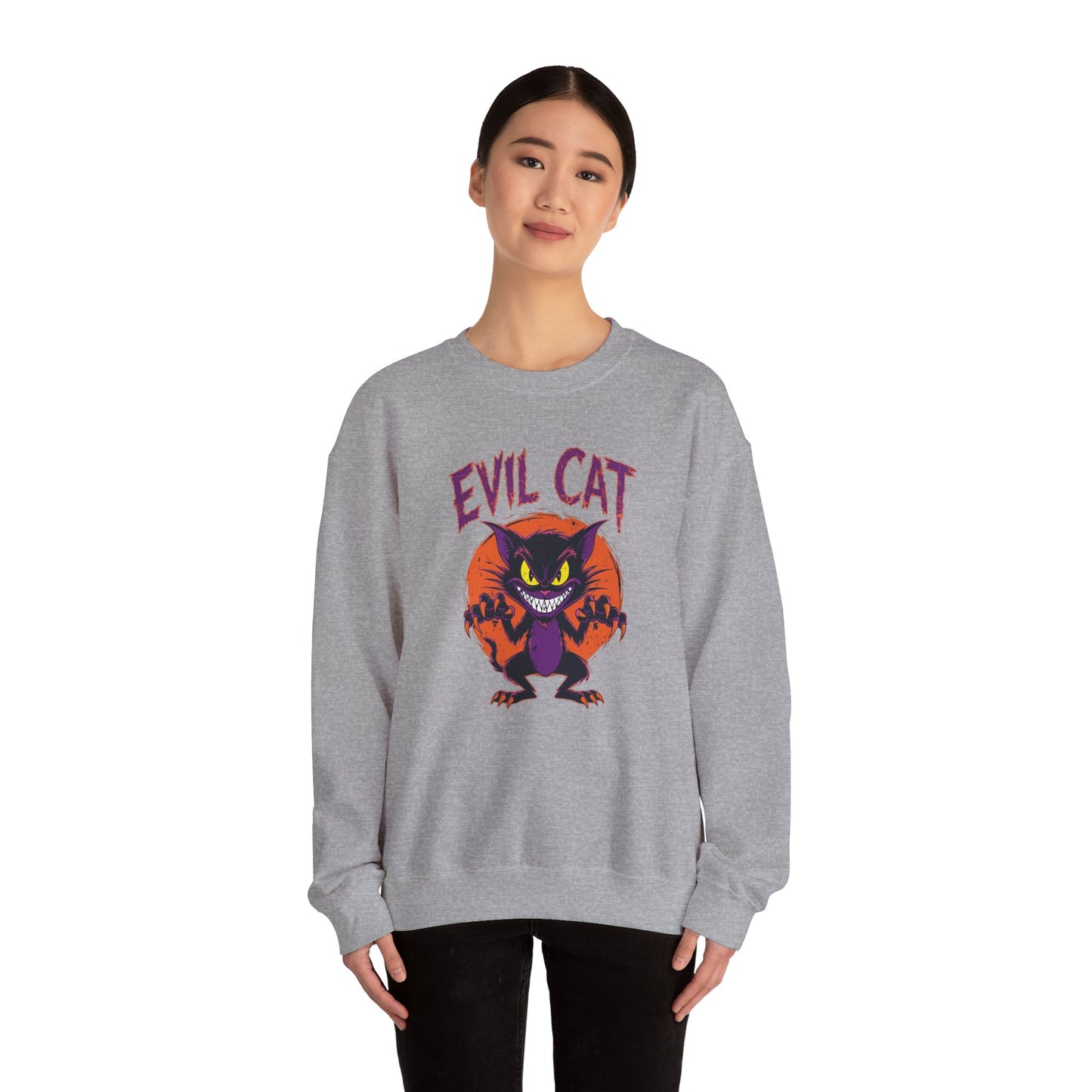 Evil  Cat Unisex Sweatshirt, Funny Cat Lover Gift, Gotham City Theme, Graphic Pullover,Jumper