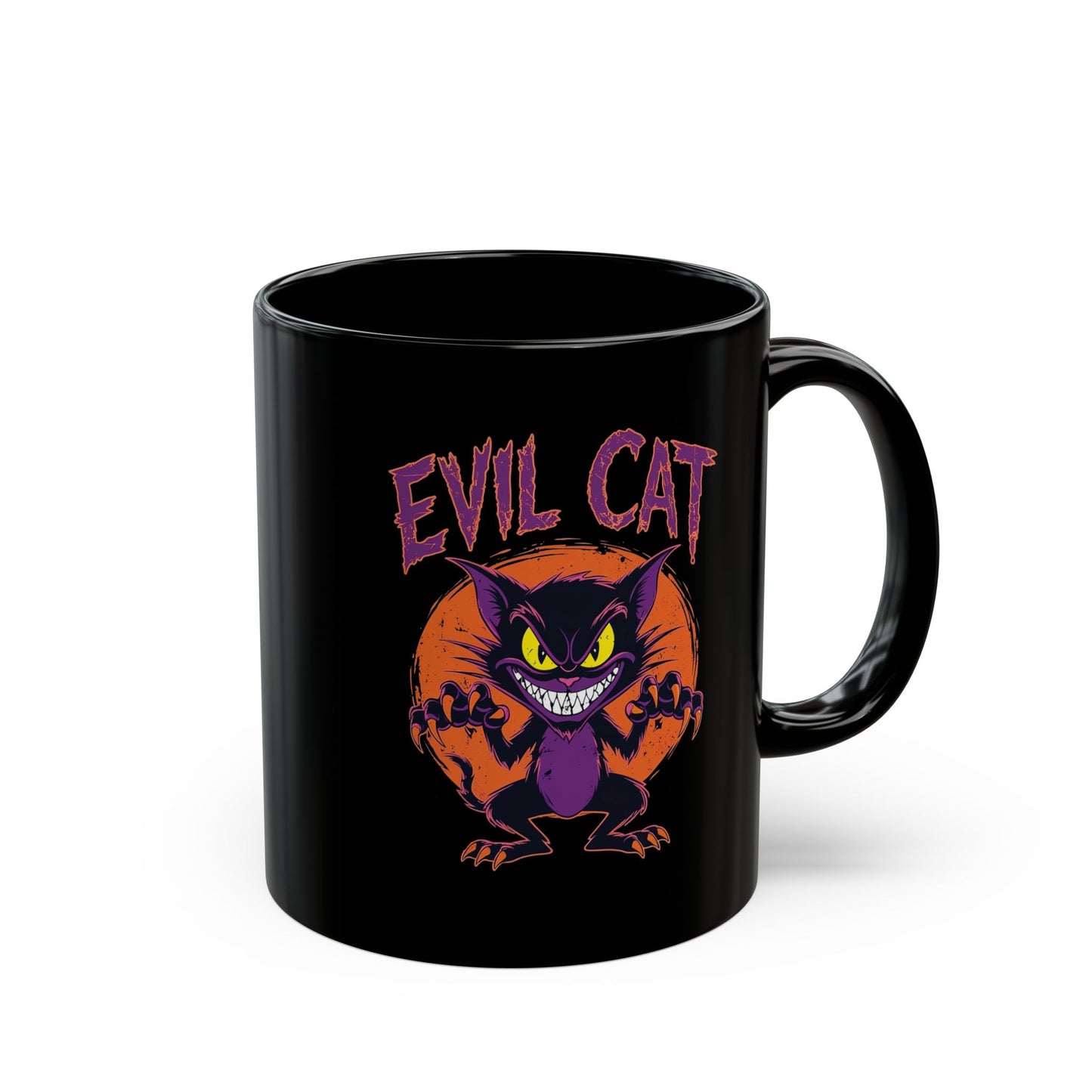 Evil Cat Mug - Black Ceramic Coffee Cup for Cat Lovers, 11oz & 15oz