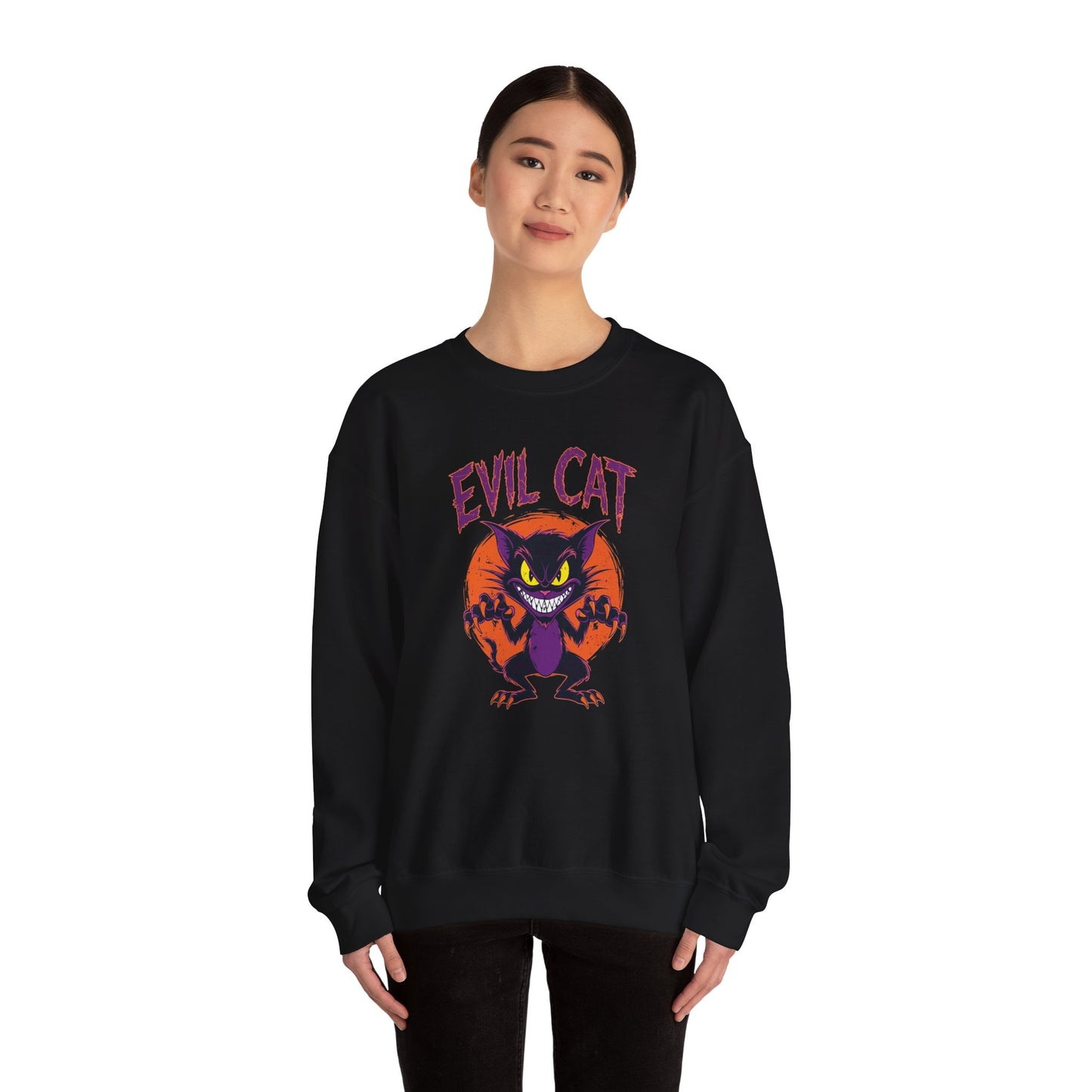 Evil  Cat Unisex Sweatshirt, Funny Cat Lover Gift, Gotham City Theme, Graphic Pullover,Jumper