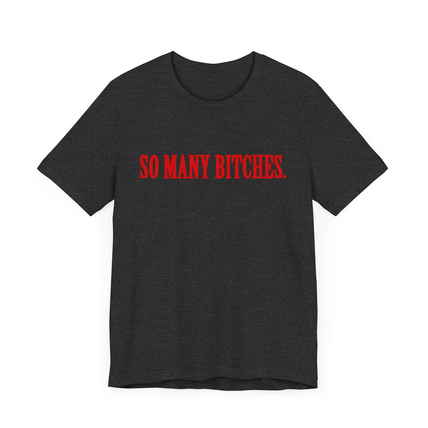 Funny Unisex Jersey Short Sleeve Tee - So Many Bitches Design