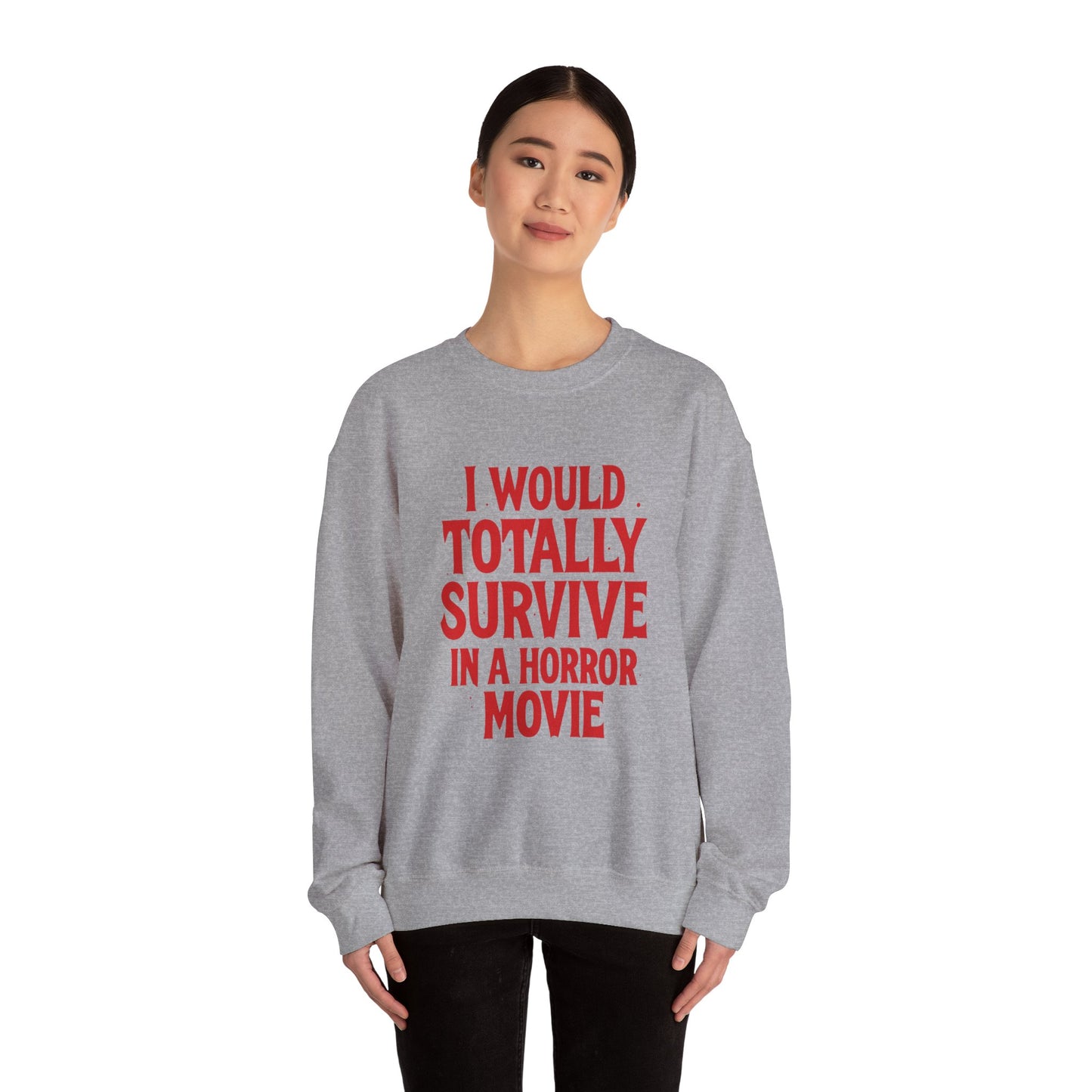 Horror Movie Survivor Sweatshirt, Halloween Crewneck Jumper, Scary Movie Fan Gift, Cozy Movie Night Top, Unisex Fleece Pullover, Horror Buff